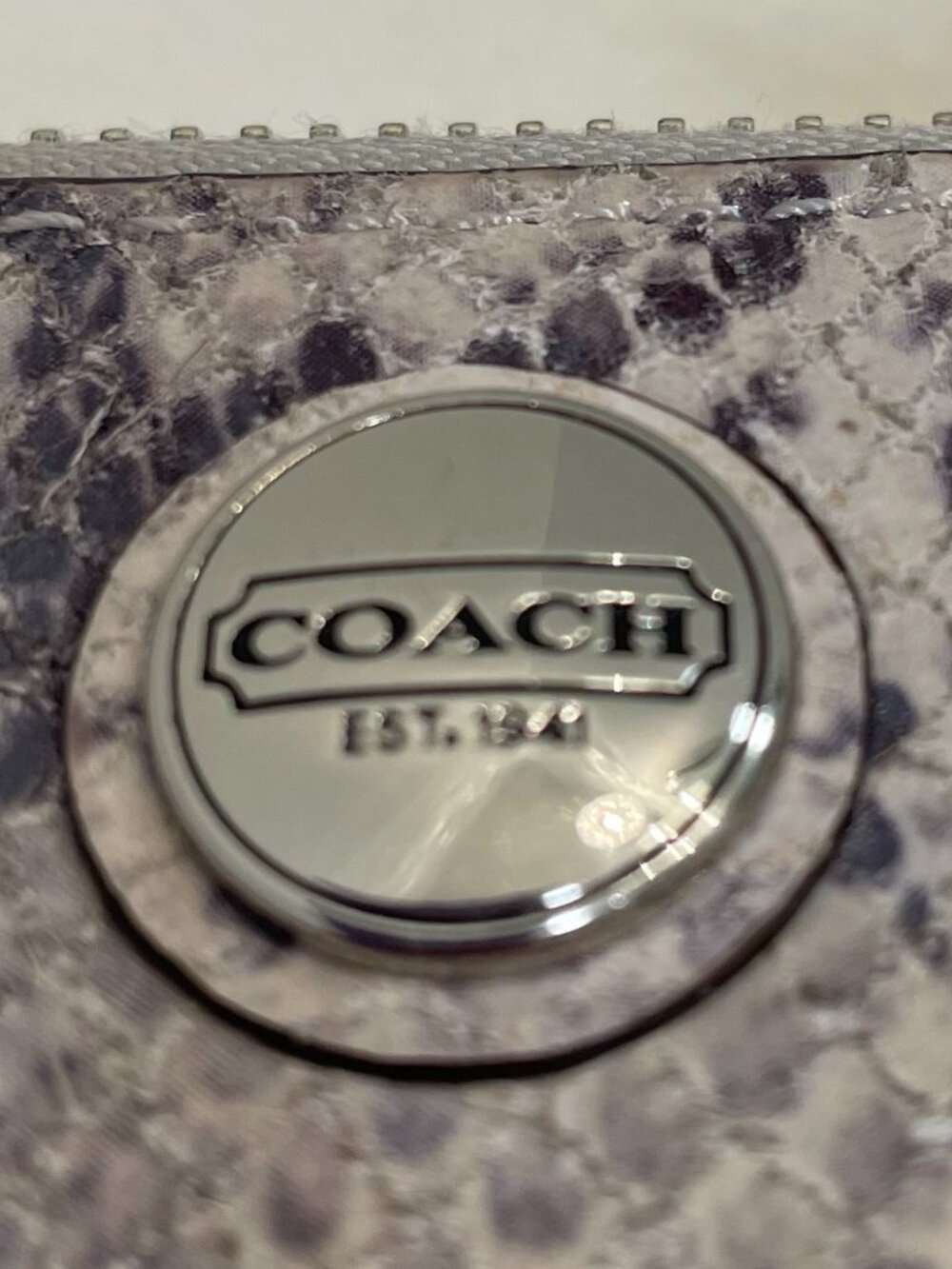 Coach Gray Snakeskin Leather Accordion Style Zip Around Wallet - Picture 8 of 16